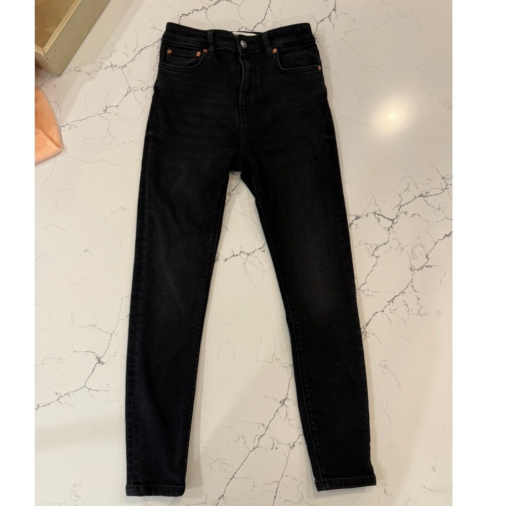 ZARA Black High Rise Skinny Jeans Women's Size 6 EUR 38 Washed Denim